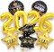 Graduation Party Balloons 2026 – 9PCS Black & Gold Foil Balloon Set with Congrats Grad & Class of 2026 Decorations